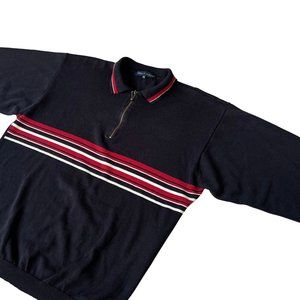 Emilio Cloud (Finland) 80s Vintage Athleisure Intarsia Knit Polo Sweater : XL